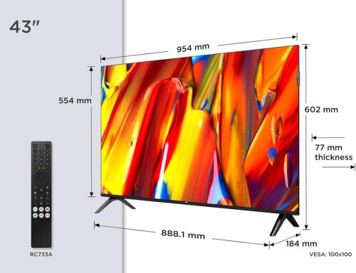 Televisor de 43 pulgadas. Medidas aproximadas.