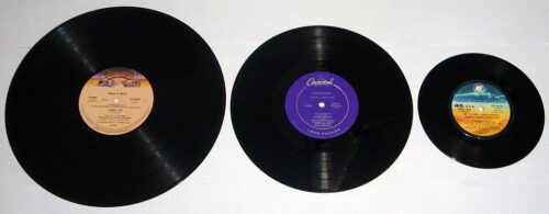 Discos de vinilo y sus diferentes tamaños.
