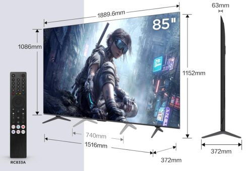 Dimensiones televisor TCL de 85 pulgadas