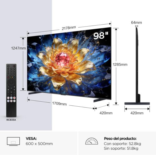 Medidas televisor TCL T8D de 98 pulgadas