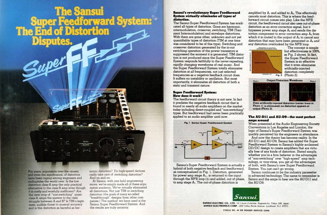 Publicidad de Sansui del sistema Super Feedforward